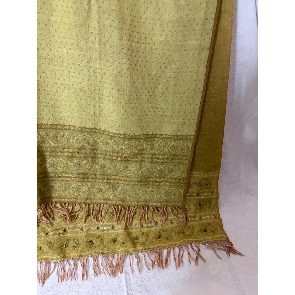J. Jill 100% Wool Scarf Boho-Chic Earthy Ethnic Vintage Folkloric Charm   India